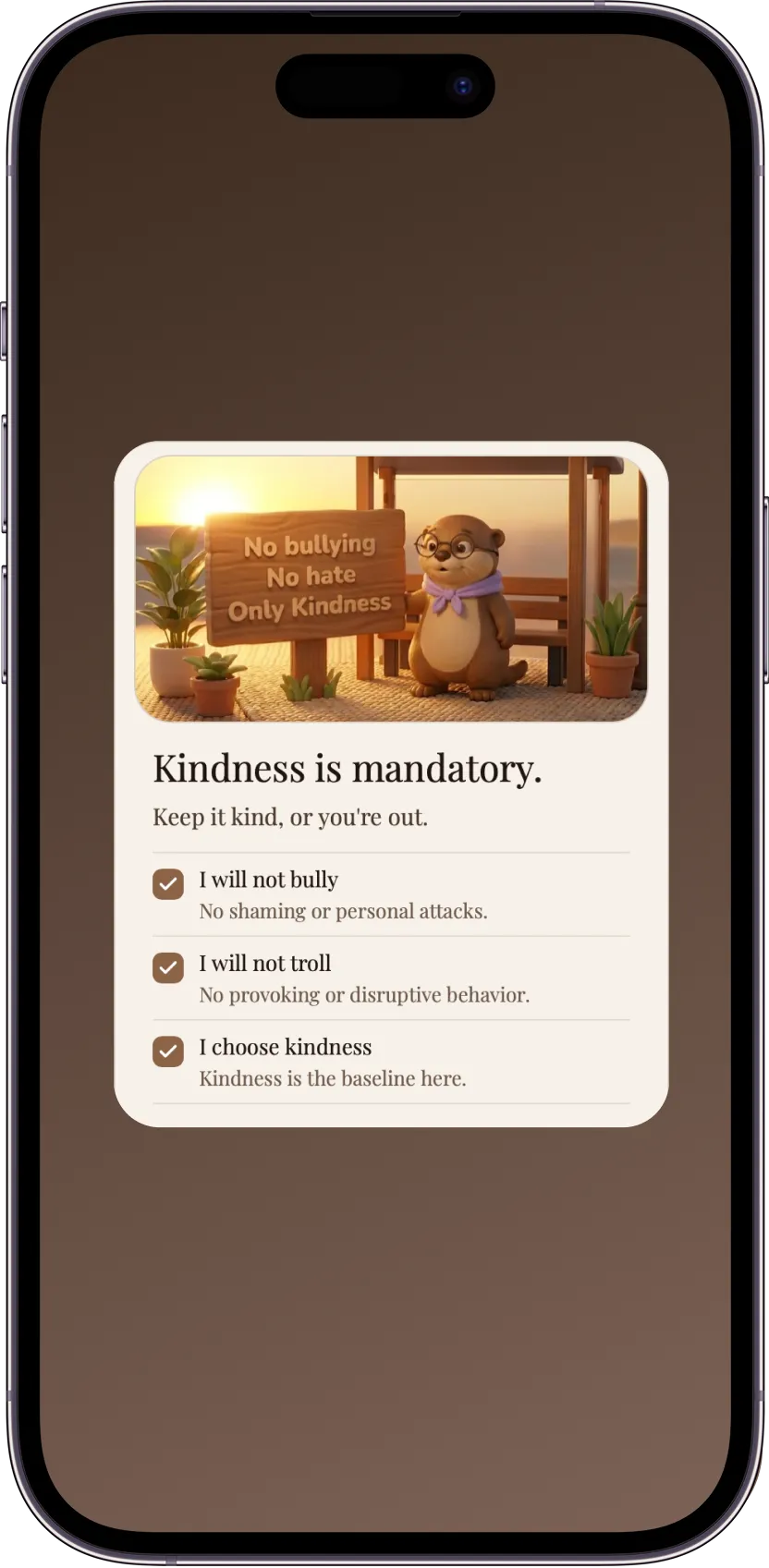 Kindness pledge card