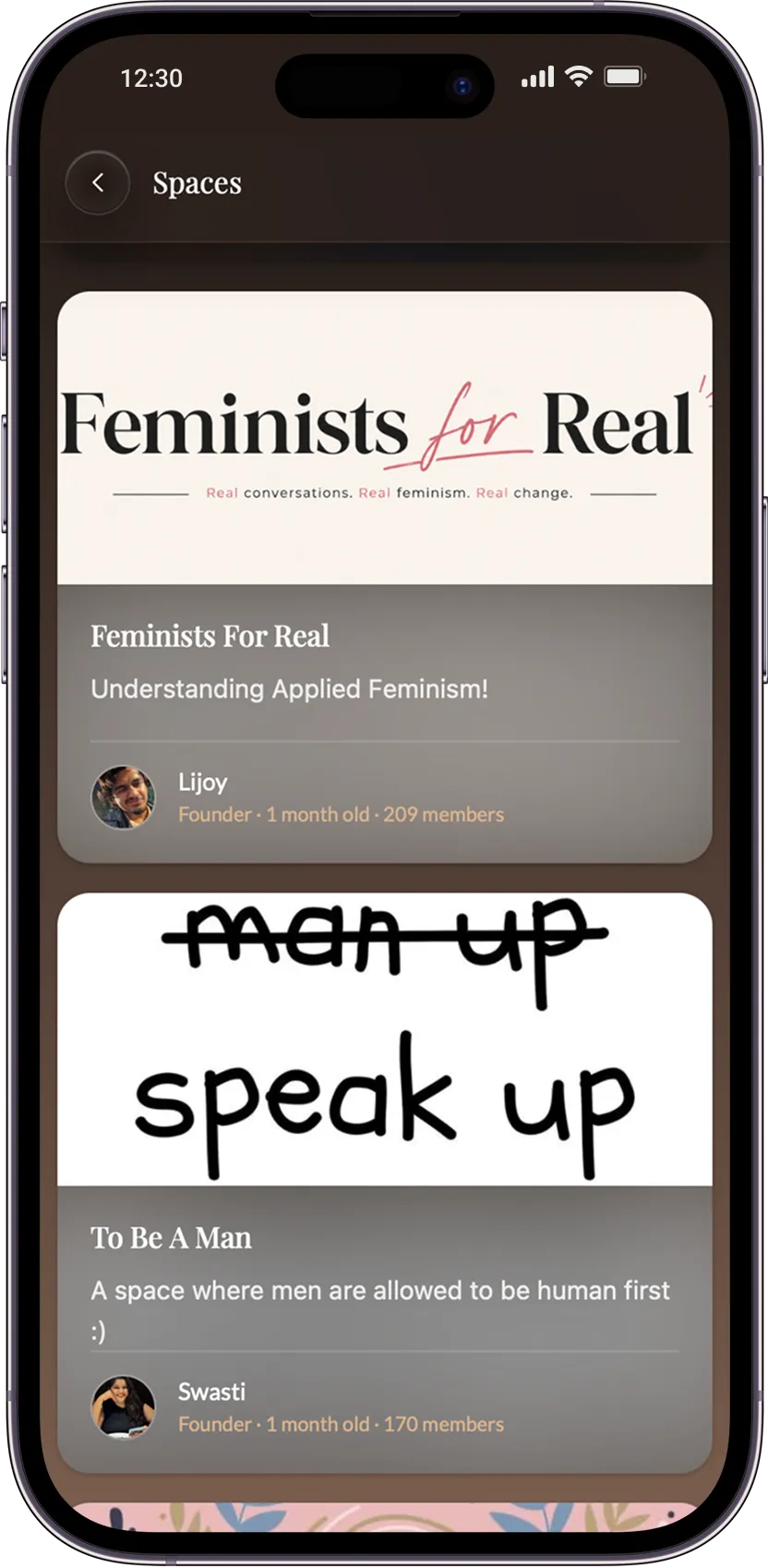 Spaces list: Feminists For Real