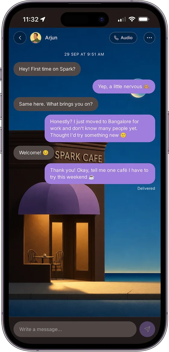 A Spark chat between two new friends